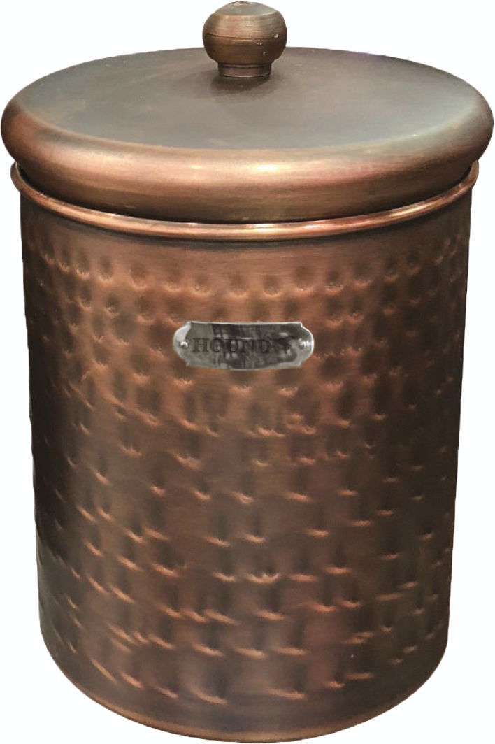 Hound Hammered Antique Copper Finish Pet Treat Can Medium