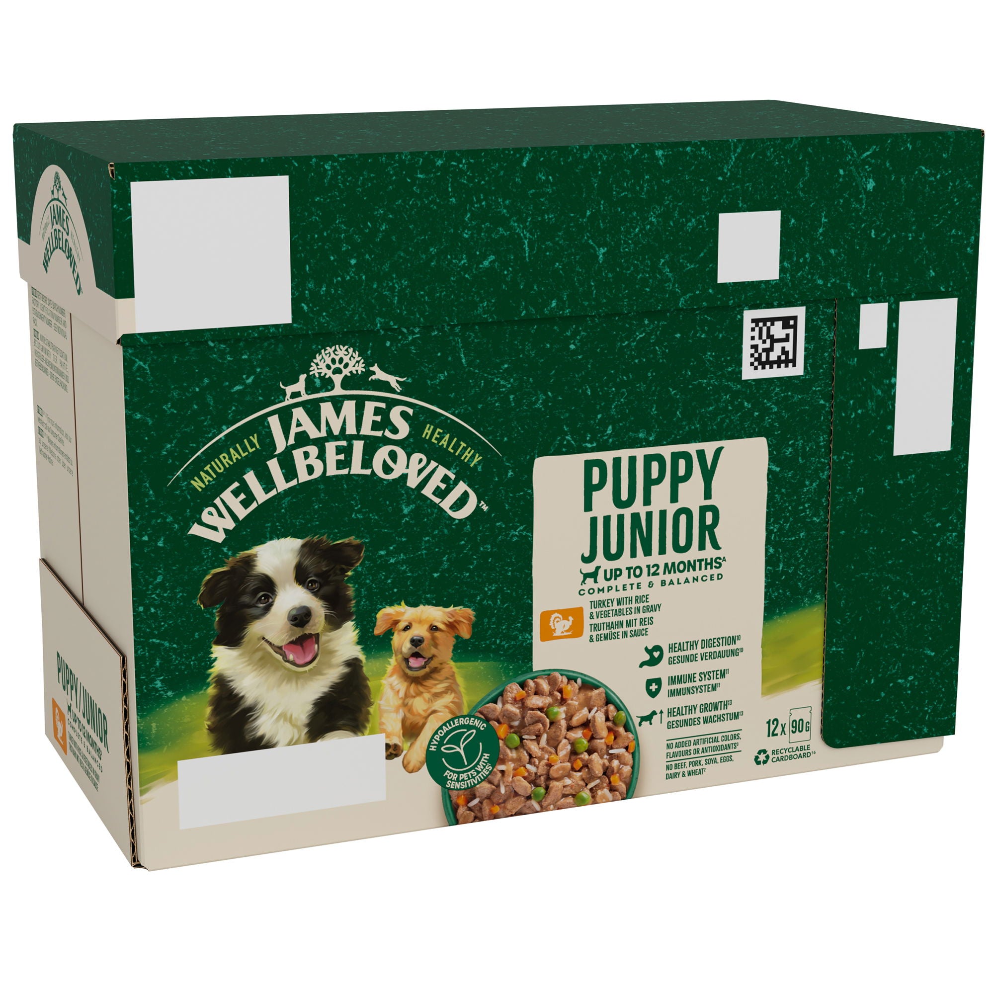 James Wellbeloved Puppy Wet Dog Food Turkey & Rice in Gravy Pouch 12 x 90g